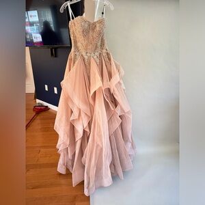 Pink/Rose Gold Sherri Hill Strapless Ball Gown Prom Dress